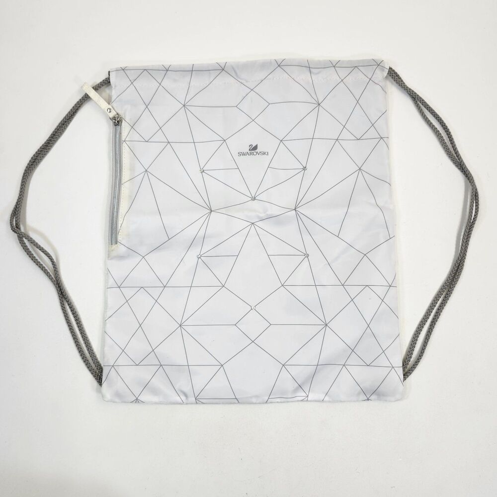 Swarovski Crystal Drawstring Bag #5247188 Swan Logo Side Zipper Crystocraft Gift